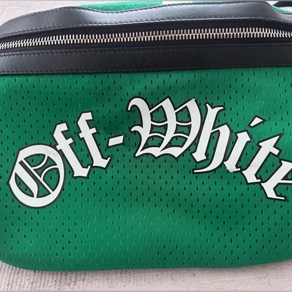Off-White c/o Virgil AblohMen's Green Core Logo Printed Mesh Belt Bag Fanny pack - Picture 3 of 6